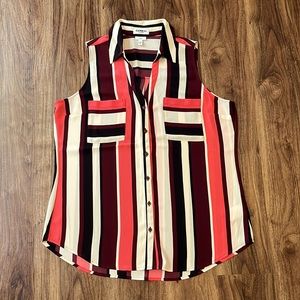Express, women’s striped sleeveless blouse, size large.